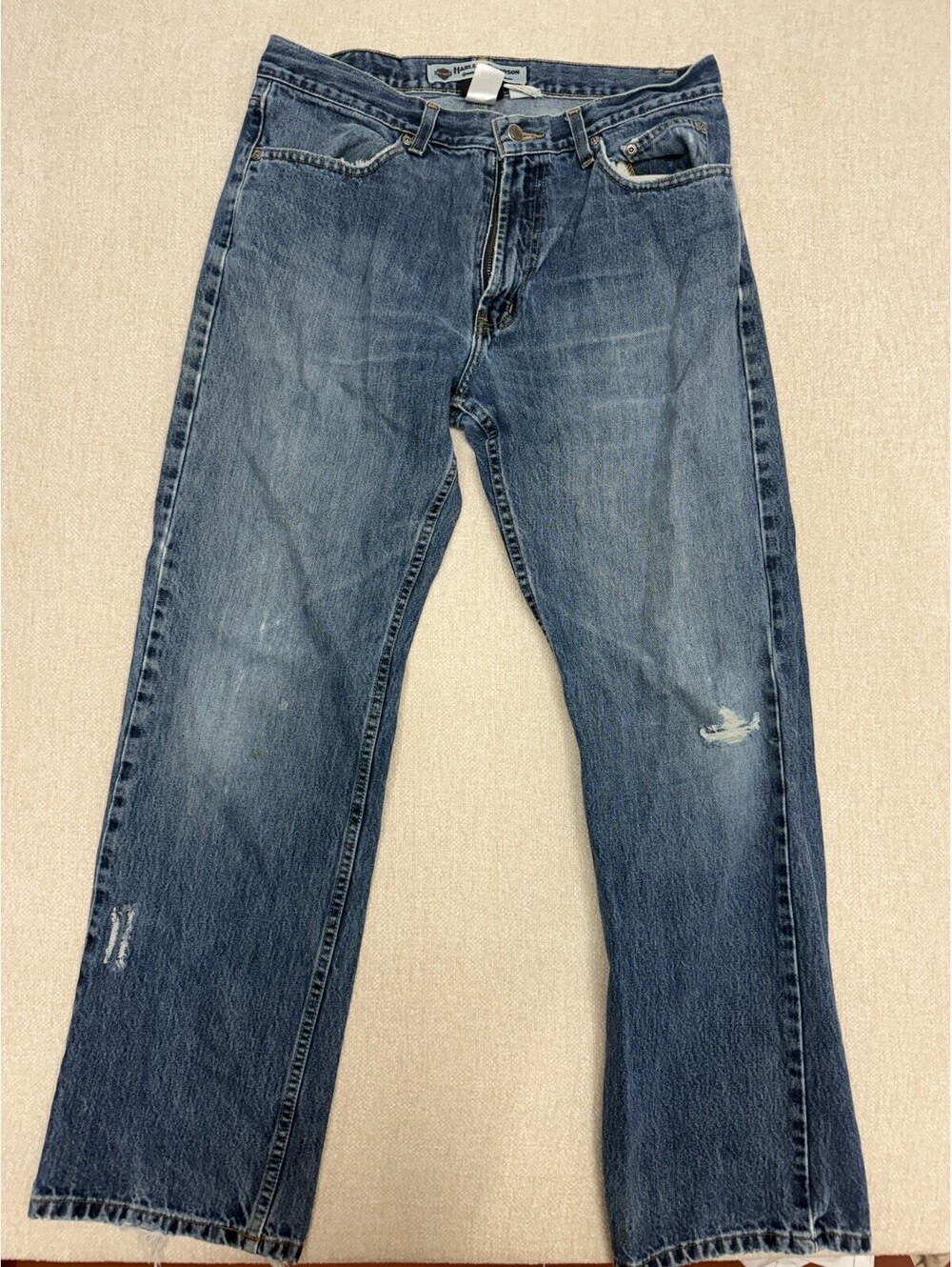 Harley-Davidson Mens 34x32 Genuine Motor Clothes Medium Wash Straight Jeans